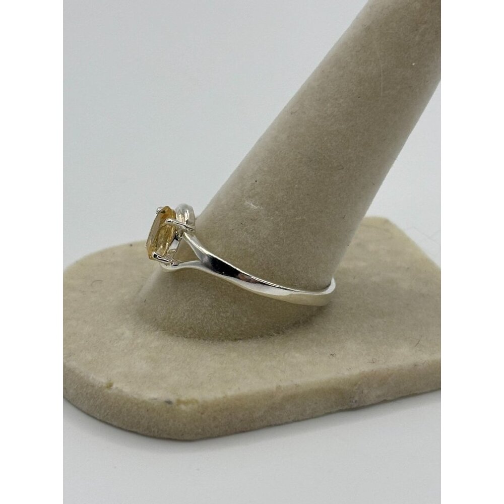 Yellow Citrine Sterling Silver Ring Size 10 Oval Gemstone - Picture 5 of 5